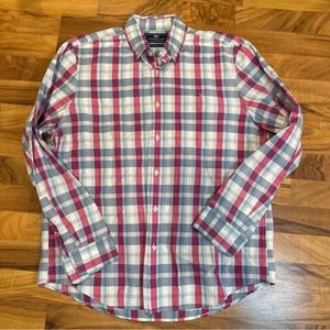 Vineyard Vines Slim‎ Fit Whale Shirt Men's Large Pink/Blue Checks 100% Cotton